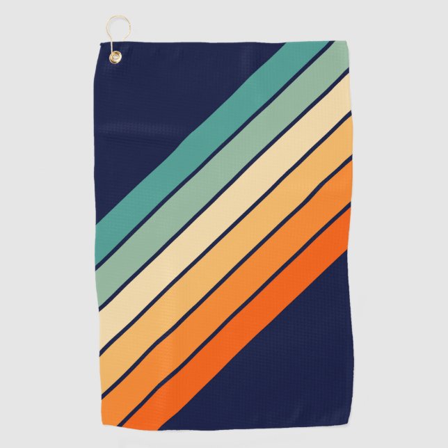Retro Streifen farbenfroh gestreifter 70er 80er De Golfhandtuch (Vorderseite)