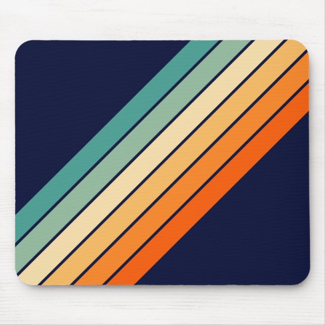 Retro Streifen farbenfroh gestreifter 70er 80er De Mousepad (Vorne)
