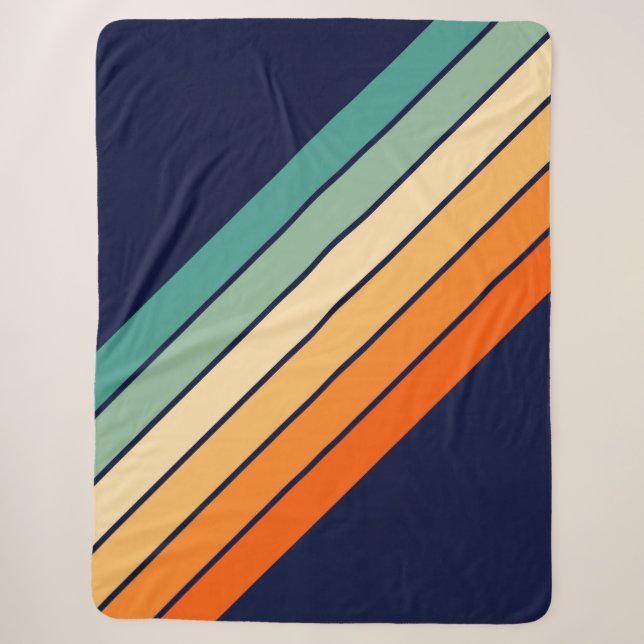 Retro Streifen farbenfroh gestreifter 70er 80er De Sherpadecke (Vorderseite)