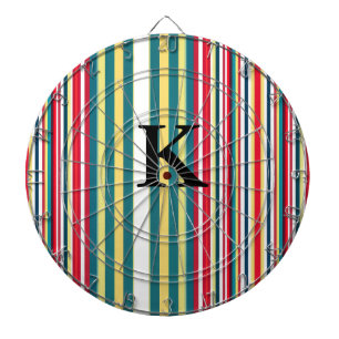 Retro-Streifen farbenfroh mit Monogramm Anfangsbuc Dartscheibe