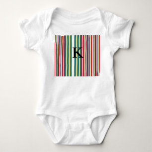 Retro-Streifen farbig hinzufügen Monogramm Anfangs Baby Strampler