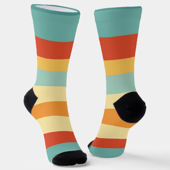 Retro-Streifen-Farbmuster Socken (Gewinkelt)