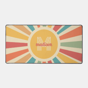 Retro-Streifen für individuelle Name und Monogramm Schreibtischunterlage