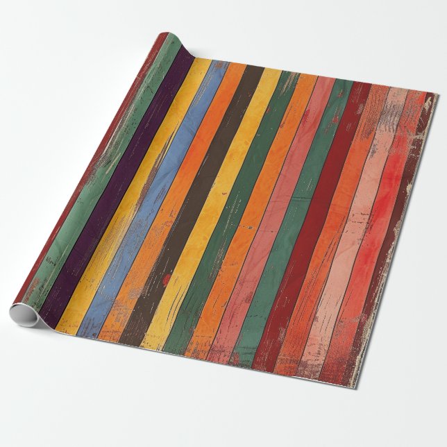 Retro-Streifen Geschenkpapier (Ungerollt)