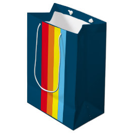 Retro Streifen Geschenktasche (Navy Blue Multi) Mittlere Geschenktüte