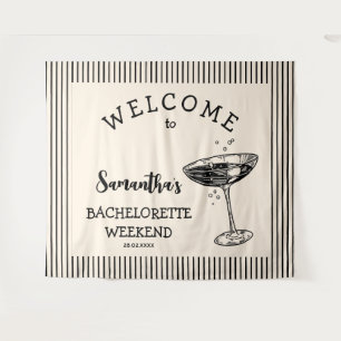 Retro-Streifen-Junggesellinnenabschied-Cocktail-Hi Wandteppich