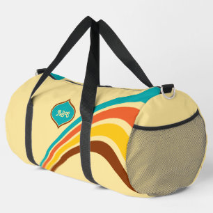 Retro-Streifen-Monogramm der 1970er Jahre Duffle Bag
