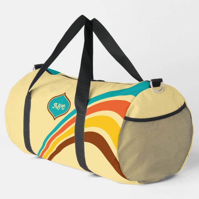 Retro-Streifen-Monogramm der 1970er Jahre Duffle Bag (Rechte Ecke)