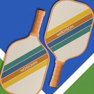 Retro-Streifen-Monogramm Pickleball Schläger