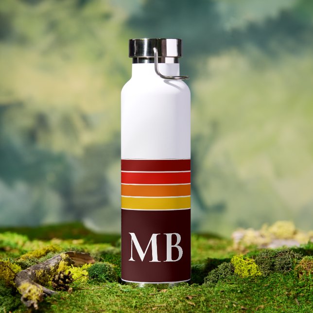 Retro-Streifen-Monogramm Trinkflasche (Außenbereich)