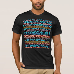 Retro Streifen Muster Leoparden Pelzstruktur T-Shirt
