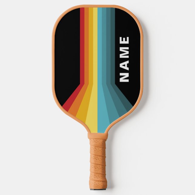 Retro Streifen Personalisiert Pickleball Schläger (Vorderseite)