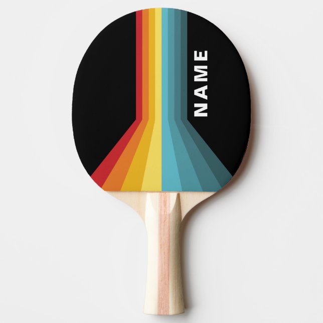 Retro Streifen Personalisiert Tischtennis Schläger (Vorderseite)