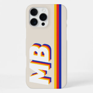 Retro-Streifen Personalisiertes Initial-Monogramm iPhone 16 Pro Max Hülle
