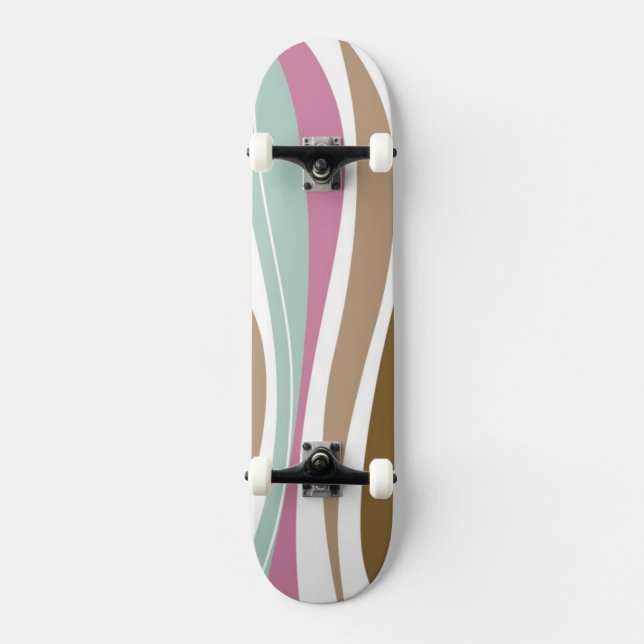 Retro Streifen Skateboard (Vorderseite)