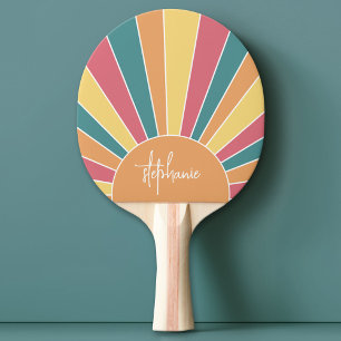 Retro-Streifen-Sonnenaufgang - Pastell-Regenbogen- Tischtennis Schläger