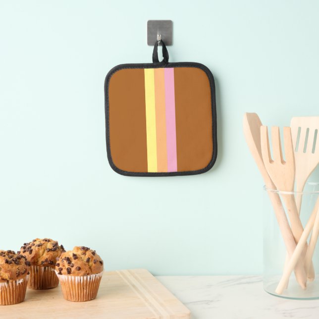 Retro Streifen Töpfchen (Orange Multi) Topflappen (Insitu (Hängend))