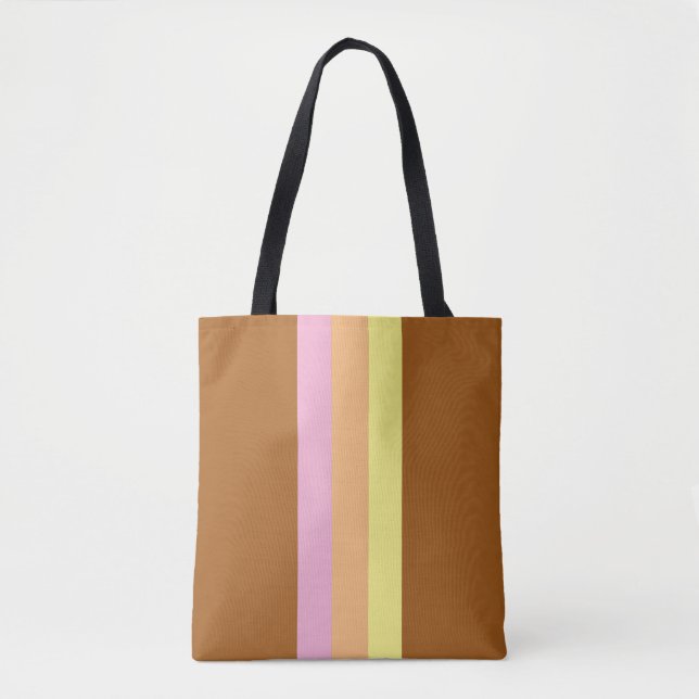 Retro Streifen Tote Beutel (Orange Multi) Tasche (Vorderseite)