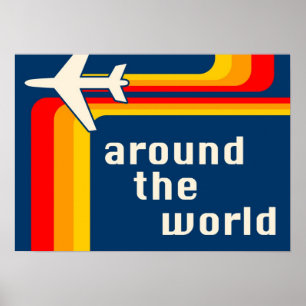 Retro-Streifen um die Welt Poster