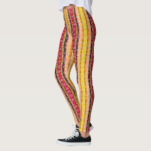 Retro-Streifen und Herzen Mehrfarbig  Leggings