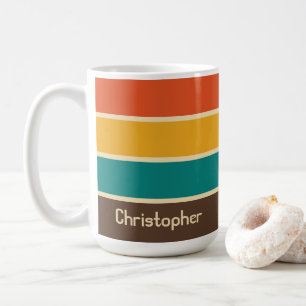 Retro Streifen Vintag Farbe Aquamarin orange braun Kaffeetasse