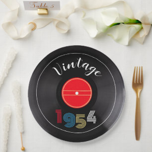 Retro-Streifen Vinyl-Schallplatte 1954 70. Geburts Pappteller