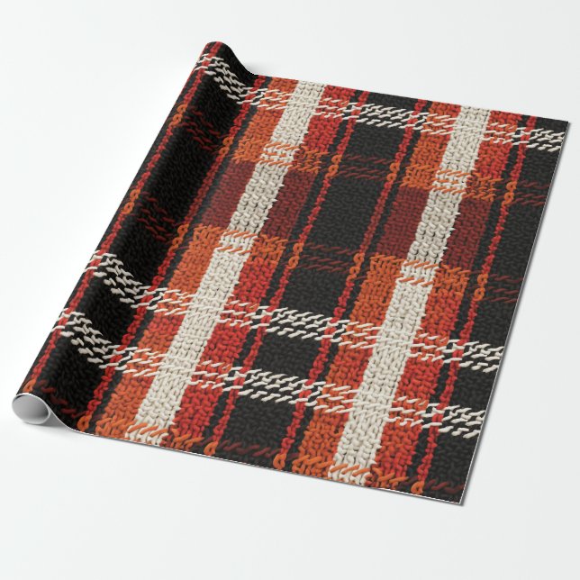 Retro Strick Patchwork - Gemütlicher Herbstboho Vi Geschenkpapier (Ungerollt)