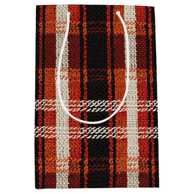 Retro Strick Patchwork - Gemütlicher Herbstboho Vi Mittlere Geschenktüte (Vorderseite)