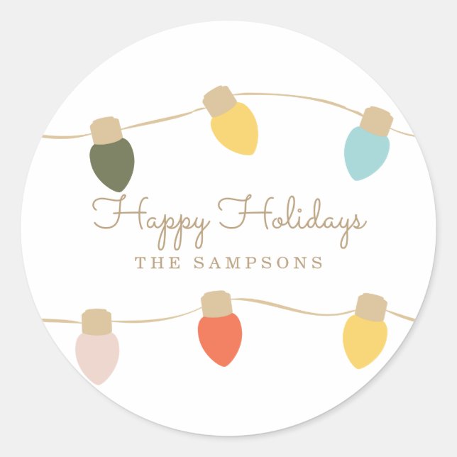 Retro String Lights Runder Aufkleber (Vorderseite)