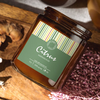 Retro Strip Lines Abstraktes Business Candle Label Quadratischer Aufkleber