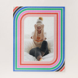 Retro Stripe 1970er Jahre Anpassbares Foto Puzzle