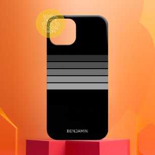 Retro Stripe Pattern Schwarz Grau Vintage Sicht Case-Mate iPhone Hülle