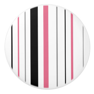 Retro Stripe rosa schwarz-graue Keramik Knopf Keramikknauf