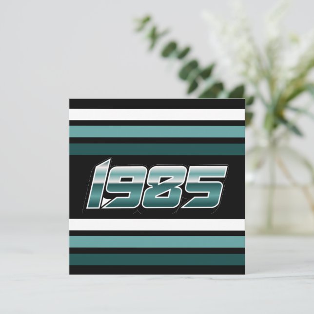 Retro Stripe Turquoise 40e Carte de remerciements  (Debout devant)