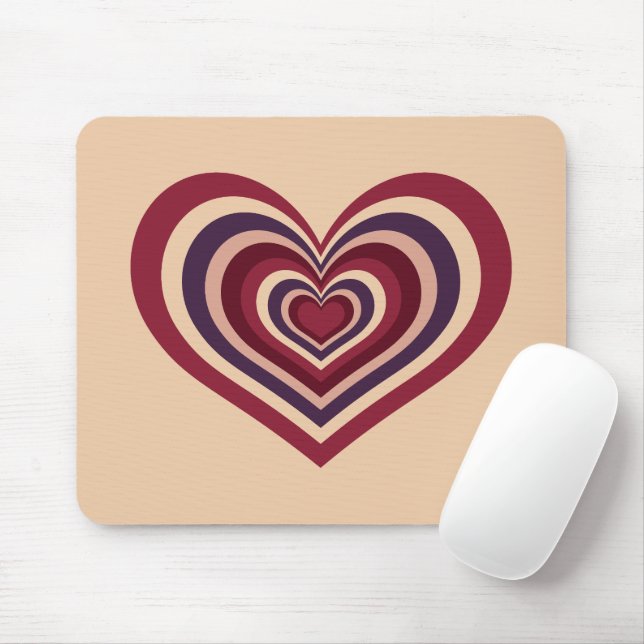 Retro Striped Heart Mouse Pad Mousepad (Mit Mouse)