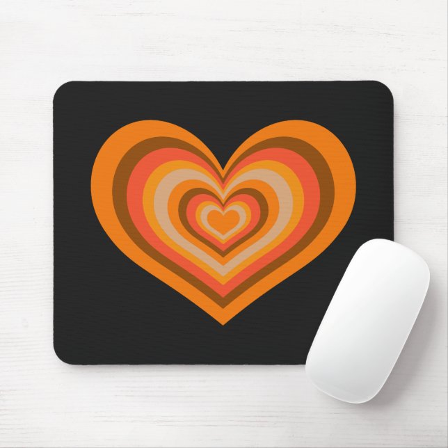 Retro Striped Heart Mouse Pad Mousepad (Mit Mouse)