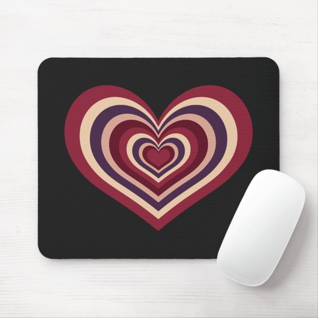 Retro Striped Heart Mouse Pad Mousepad (Mit Mouse)