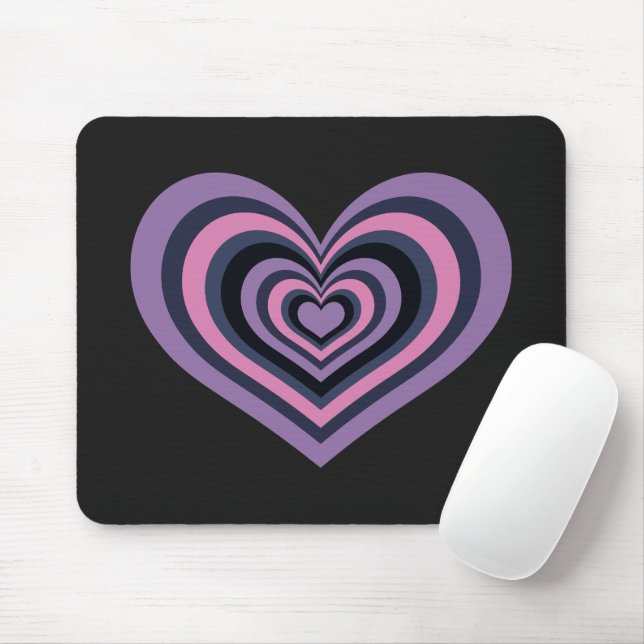 Retro Striped Heart Mouse Pad Mousepad (Mit Mouse)