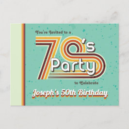 Retro Striped Party der 70er Einladungspostkarte