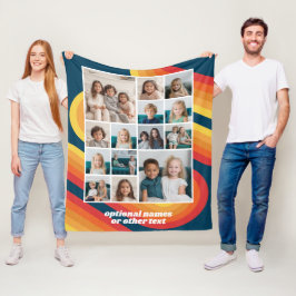 Retro Stripes 70s vibe - Up to 14 photo Collage Fleecedecke
