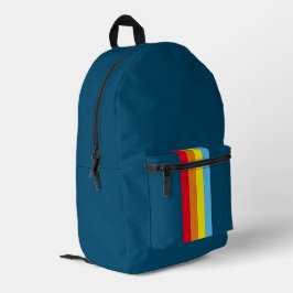 Retro Stripes-Backpack (Navy Blue Multi) Bedruckter Rucksack