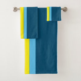 Retro Stripes Bath Towels (Navy Blue Multi) Badhandtuch Set