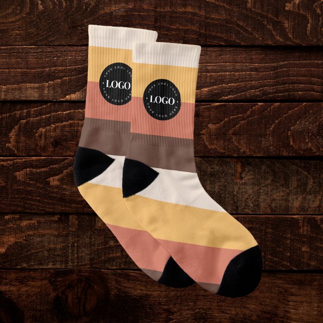 Retro Stripes Business Company Custom Logo 60er 70 Socken (Von Creator hochgeladen)
