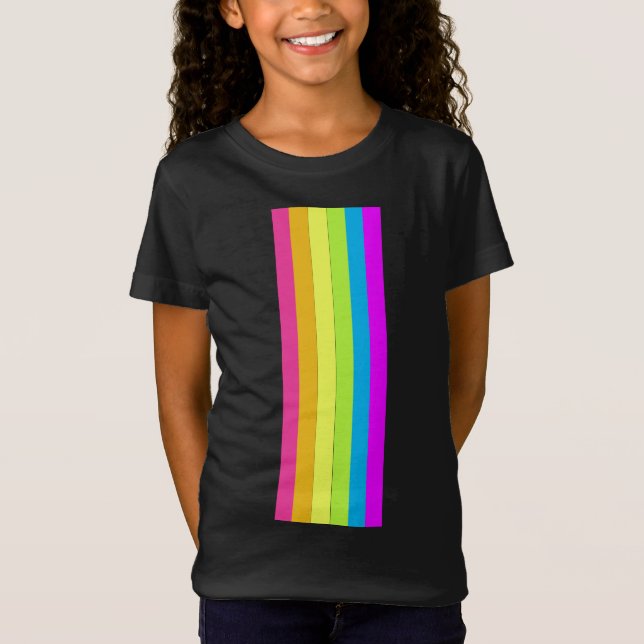 Retro Stripes Child's T - Shirt (Black & Neon Mult (Vorderseite)