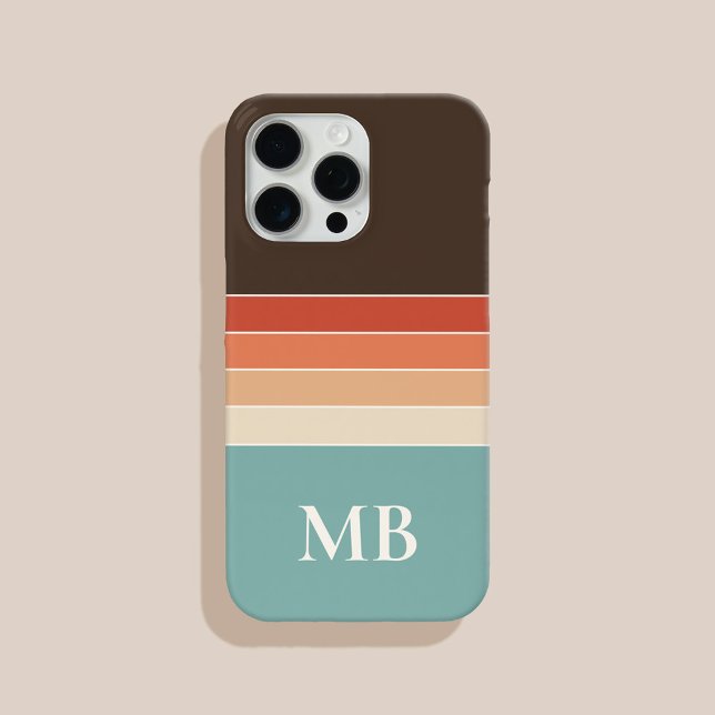 Retro Stripes Custom Monogram Case-Mate iPhone Hülle (Von Creator hochgeladen)