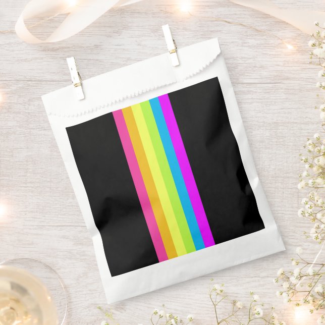 Retro Stripes Fungenhaken (Black & Neon Multi) Geschenktütchen (Ausgeschnitten)