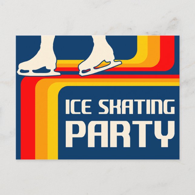 rétro stripes glace patinage invitation (Devant)