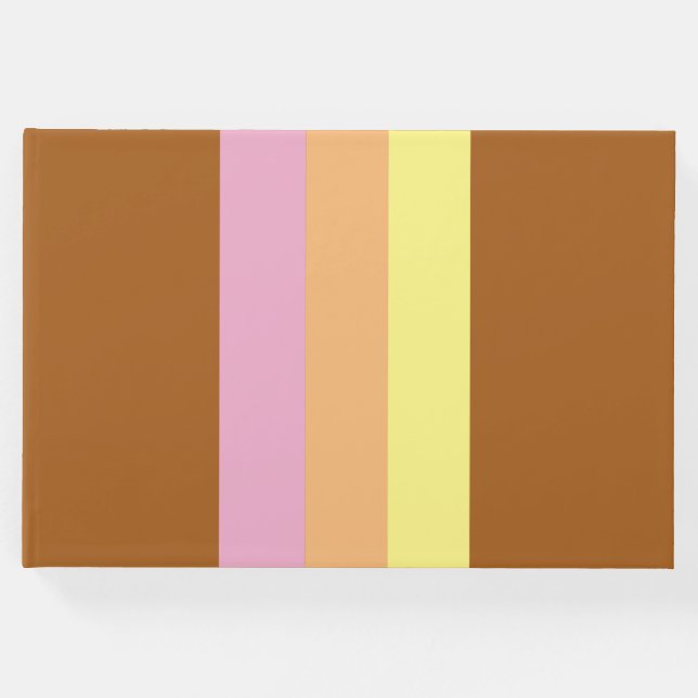 Retro Stripes Guest Book (Orange Multi) Gästebuch (Vorderseite)