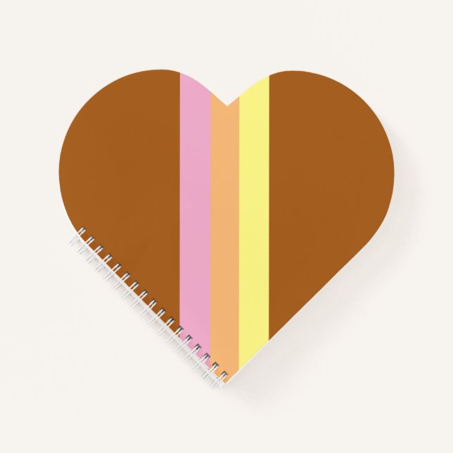 Retro Stripes Heart Notebook (Orange Multi) Notizbuch (Vorderseite)