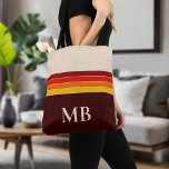 Retro Stripes Monogramm Tasche<br><div class="desc">Retro Streifen Monogramm Tote Beutel. Erstellen Sie Ihre eigene personalisierte Tasche mit individuelle Name-Initialen</div>